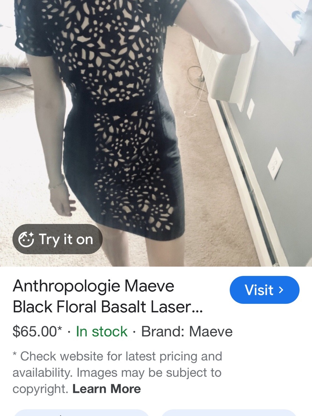 Maeve Black Laser-Cut Mini Dress - Picture 4 of 7